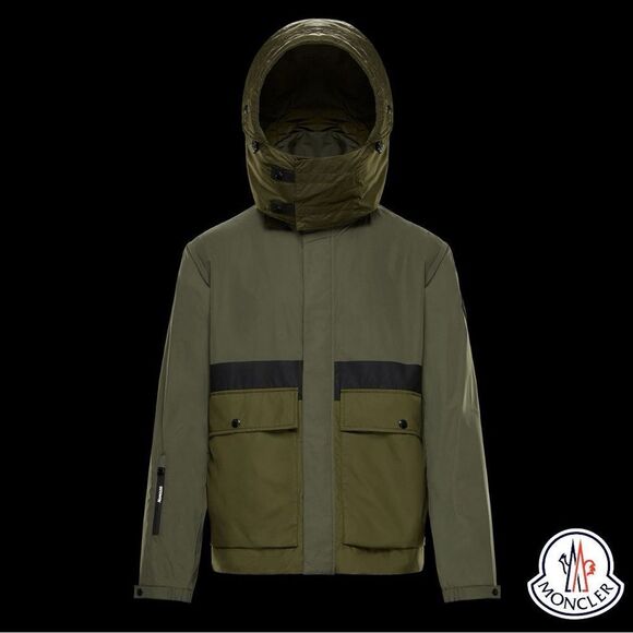 MONCLER **NWT** Carax Technical Hooded Windbreaker Jacket In Olive Green - Picture 7 of 15